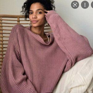 Free People Emmy Mock Neck sweater in purple/mauve